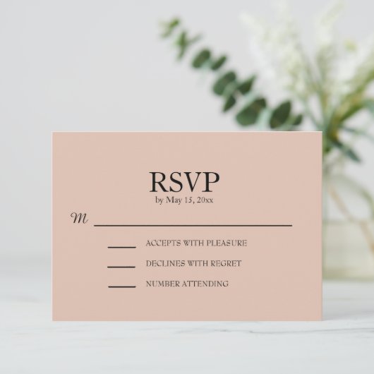 Blush Pink Wedding RSVP (Stehend Vorderseite)