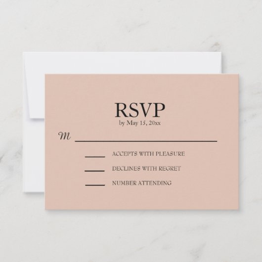 Blush Pink Wedding RSVP Karte (Vorderseite)