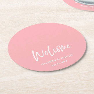 Blush Pink Wedding  Runder Pappuntersetzer
