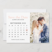 Blush Pink Wedding Save the Date Calendar Foto (Vorderseite)