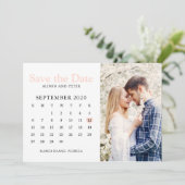 Blush Pink Wedding Save the Date Calendar Foto (Stehend Vorderseite)