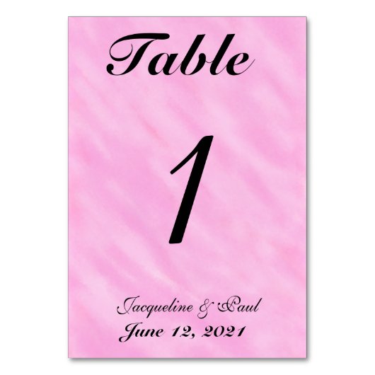 Blush Pink Wedding Table No. Cards Tischnummer (Vorderseite)