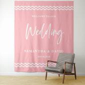 Blush Pink Wedding Welcome Sign Backdrop Wandteppich (Beispiel)