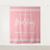 Blush Pink Wedding Welcome Sign Backdrop Wandteppich (Vorderseite)