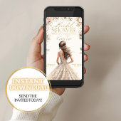 Blush Pink Wedgown Dress Floral Brautparty Einladung