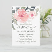 Blush Pink Weiche Grüne Christliche Hochzeit Einladung (Stehend Vorderseite)