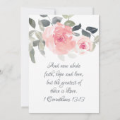 Blush Pink Weiche Grüne Christliche Hochzeit Einladung (Rückseite)