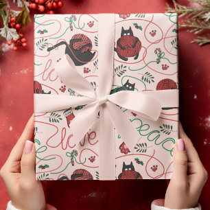 Blush Pink Weihnachten Friede und Liebe Garni Kätz Geschenkpapier