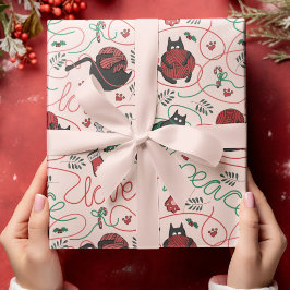 Blush Pink Weihnachten Friede und Liebe Garni Kätz Geschenkpapier