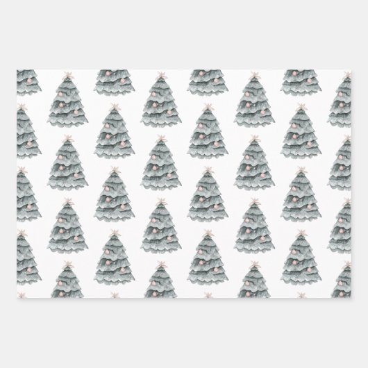 Blush Pink Weihnachtsbaum Ornament Geschenkpapier Set (Vorderseite 3)