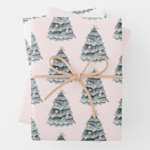Blush Pink Weihnachtsbaum Ornament Geschenkpapier Set
