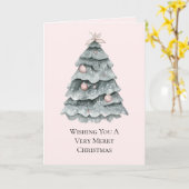 Blush Pink Weihnachtsbaum Ornament Karte (Gelbe Blume)