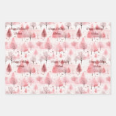 Blush Pink Weihnachtsbaum Poinsettia Custom Geschenkpapier Set (Vorderseite 3)
