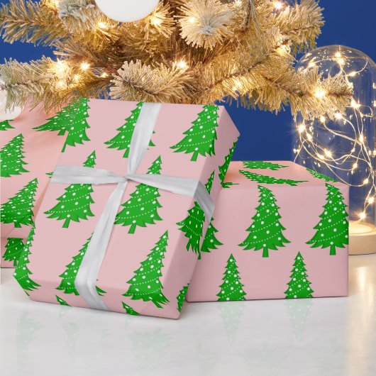 Blush Pink Weihnachtsbaum Wrapping Paper Geschenkpapier (Feiertage)