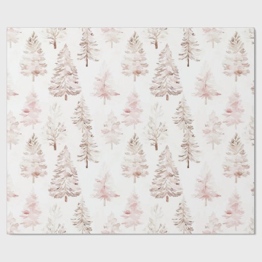 Blush Pink Weihnachtsbaumen Geschenkpapier (Flach)