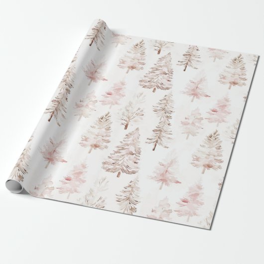 Blush Pink Weihnachtsbaumen Geschenkpapier (Ungerollt)
