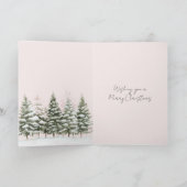 Blush Pink Weihnachtsbaumen Hirsch im Schnee Karte (Innenseite)