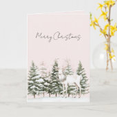 Blush Pink Weihnachtsbaumen Hirsch im Schnee Karte (Gelbe Blume)