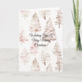 Blush Pink Weihnachtsbaumen Karte (Vorderseite)