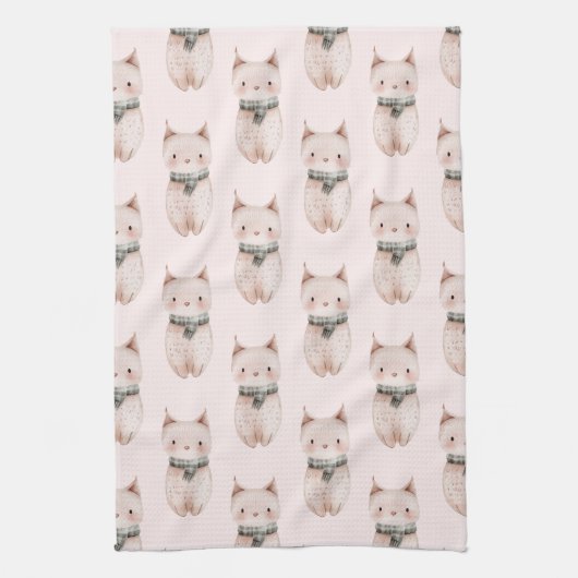 Blush Pink Weihnachtskatzen Geschirrtuch (Vertikal)