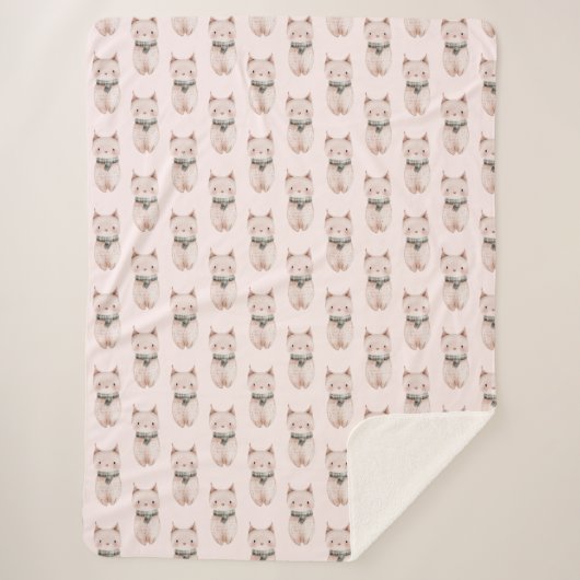 Blush Pink Weihnachtskatzen Sherpadecke (Vorderseite)