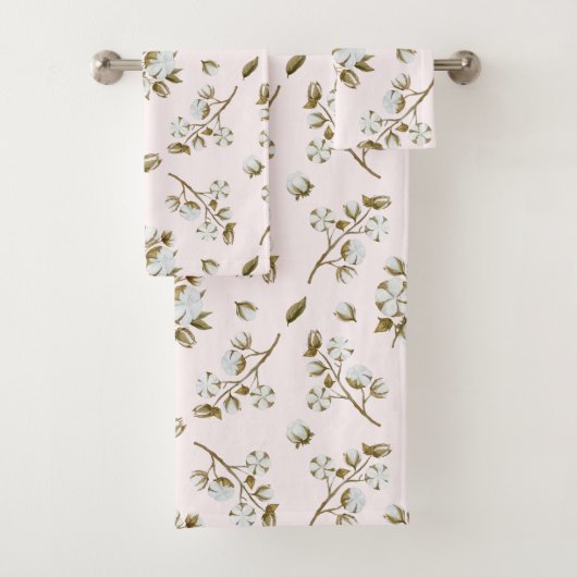Blush Pink Weiße Baumwolle Bolzen Wasserfarbe Badhandtuch Set (Insitu)