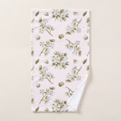 Blush Pink Weiße Baumwolle Bolzen Wasserfarbe Badhandtuch Set (Handtuch)