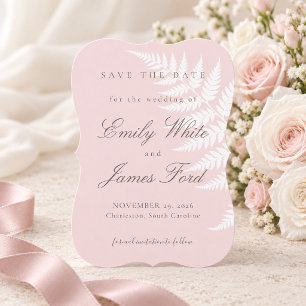 Blush Pink Weiße Fern 5x7 Einfach Elegant Save The Date