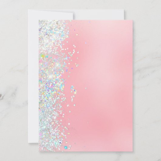 Blush Pink Weiße Glitzer 30. Dreißig Kokette Gebur Einladung (Rückseite)