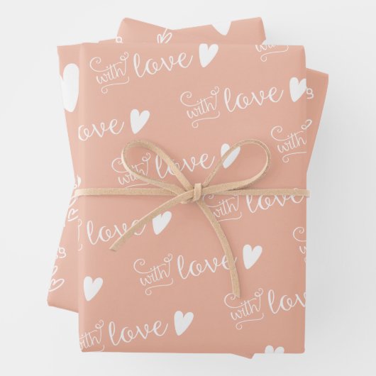 Blush Pink Weiße Herzen Blüte mit Liebe Geschenkpapier Set (Beispiel)