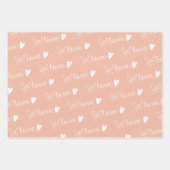 Blush Pink Weiße Herzen Blüte mit Liebe Geschenkpapier Set (Vorderseite)