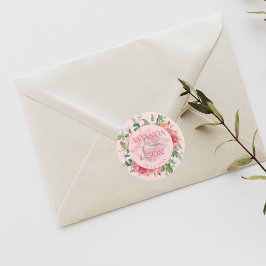 Blush Pink Weiße Hübsche Blütenhochzeit niedliche  Runder Aufkleber