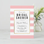 Blush Pink Weißgestrichenes Gold Brautparty Einlad Einladung (Stehend Vorderseite)