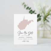 Blush Pink West Virginia Karte Save the Date (Stehend Vorderseite)
