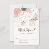 Blush Pink Whimsical Birdcages RSVP Card
