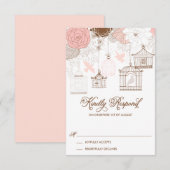 Blush Pink Whimsical Birdcages RSVP Card Karte (Vorne/Hinten)