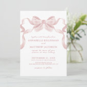 Blush Pink Whimsical Bow Elegante Hochzeit Einladung (Stehend Vorderseite)