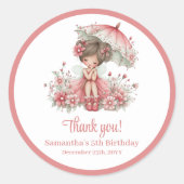 Blush Pink Whimsical Fairy Flowers Girl Birthday   Runder Aufkleber (Vorderseite)