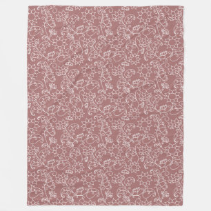 Blush Pink Whimsical Floral Sherpa Blankon Fleecedecke