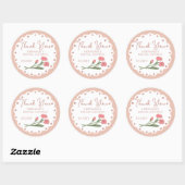 Blush Pink Whimsical Thank You Bridal Shower 01 Runder Aufkleber (Blatt)