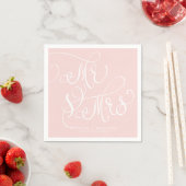 Blush Pink Whimsikskript | Mr. und Mrs. Wedding Serviette (Beispiel)