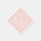 Blush Pink Whimsikskript | Mr. und Mrs. Wedding Serviette (Ecke)