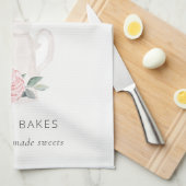 Blush Pink Whisk Spatula Floral Baking Utensitäten Geschirrtuch (Viertel Falte)