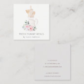 Blush Pink Whisk Spatula Floral Baking Utensitäten Quadratische Visitenkarte (Vorne/Hinten)