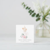 Blush Pink Whisk Spatula Floral Baking Utensitäten Quadratische Visitenkarte (Stehend Vorderseite)