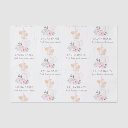 Blush Pink Whisk Spatula Spoons Backen Utensiden Seidenpapier (Vorderseite)