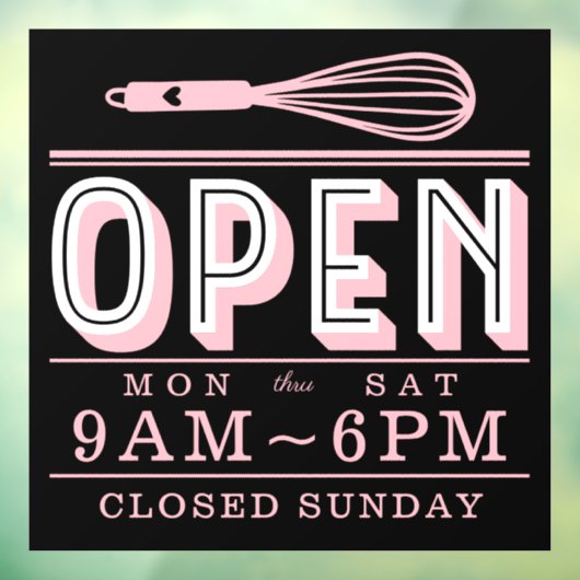 Blush Pink Whisky Offene Stunden Bäckerei Business Fensteraufkleber (Blatt 3)