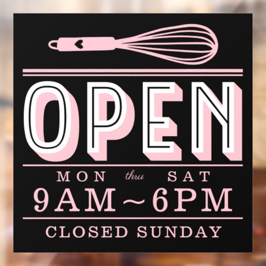 Blush Pink Whisky Offene Stunden Bäckerei Business Fensteraufkleber (Blatt 2)