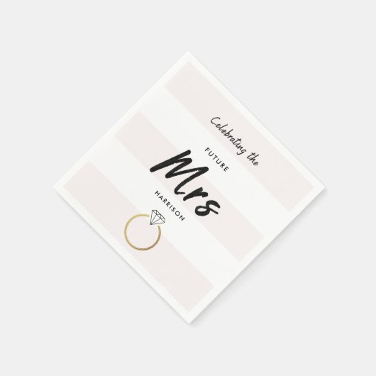 Blush Pink White 3 Stripe Future Frau Brautparty Serviette (Ecke)