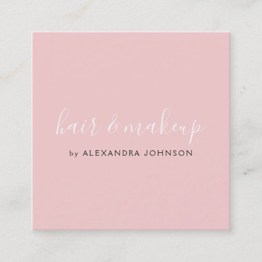 Blush Pink White Black Simplistic Girl Quadratische Visitenkarte (Vorderseite)